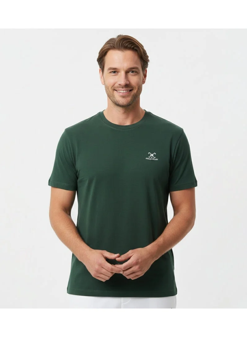 لعب البولو تيشيرت رجالي مطبوع أخضر